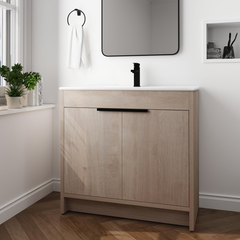Ensemble de meuble-lavabo simple 36 po, Blanc lustré