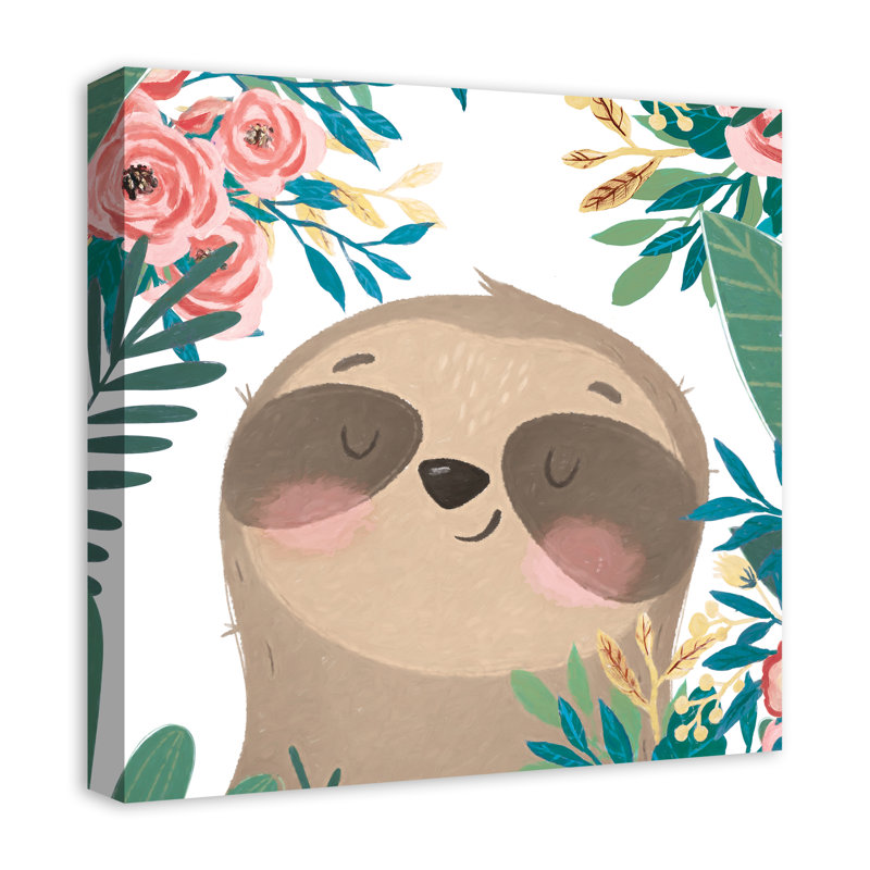 Bashful Sloth - Wrapped Canvas Painting, 20" H x 20" W x 1.25" D