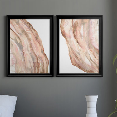 Rose Quartz I - ensemble de 2 peintures sur toile encadrées