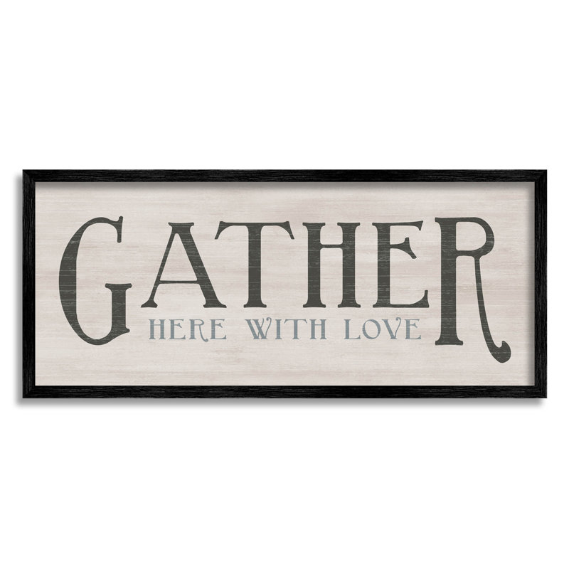 «Gather Here With Love», estampe numérique par CAD, H 13 po x l 30 po x P 1,5 po, Giclée encadrée noir minuit