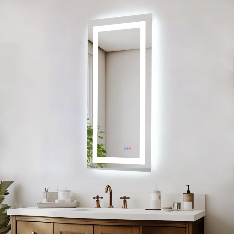 Riven LED Mirror, Adjustable Color 3000K/4200K/6400K, 20" x 36", Rectangle