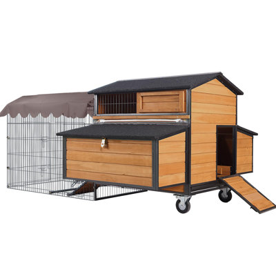 Chicken Coop With Run Large Hen House On Wheels Chicken House For Chickens Poultry Cage With Nesting Box,leakproof Pull-on Tray