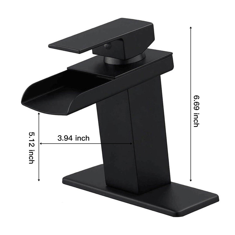 Single-Hole Single-handle Bathroom Faucet with Drain Assembly, Matte Black
