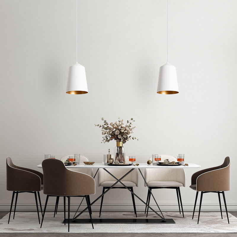 Cone pendant light 1-light Port, White/Gold, 178.5cm H x 19.5cm W x 19.5cm D