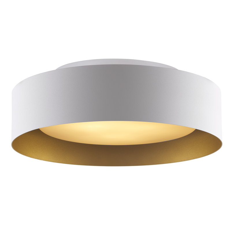 Carruthers 15.75" W Integrated LED Metal Drum Flush Mount, White/Gold