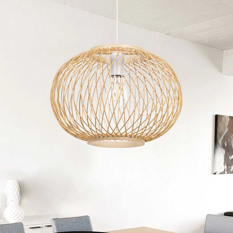 Luminaire suspendu beige à 1 lumière Achaz, H 11,81 po x l 19,68 po x P 19,68 po