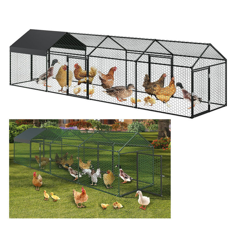 Walk In Chicken Run with Chicken Run, 100cm H x 100cm W x 400cm D