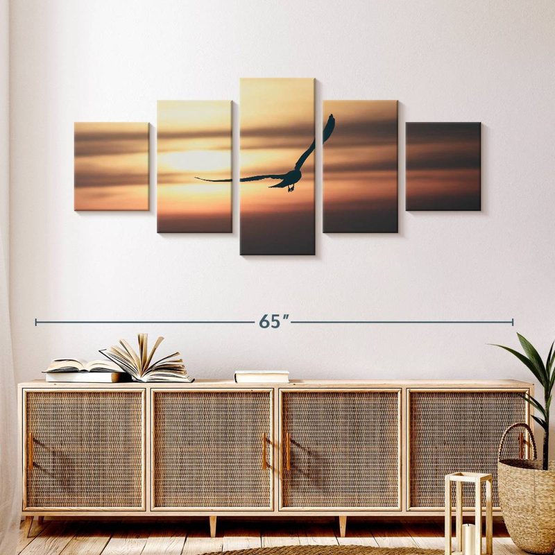 Seagull And Sunset, 24" H x 55" W