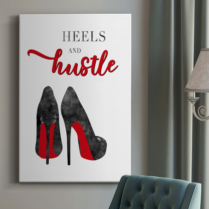 Toile tendue avec châssis Red Heels and Hustle - prête à être accrochée, H 18 po x l 12 po x P 1,5 po