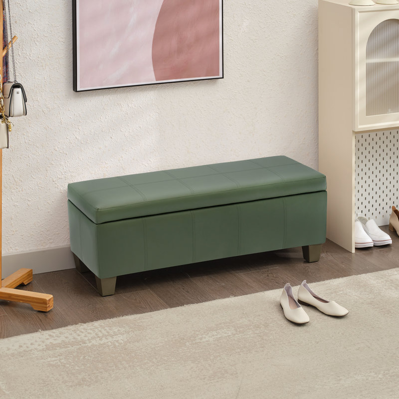Repose-pieds de rangement rectangulaire de 41 po avec charnière de sécurité Demingo, Bleu sarcelle