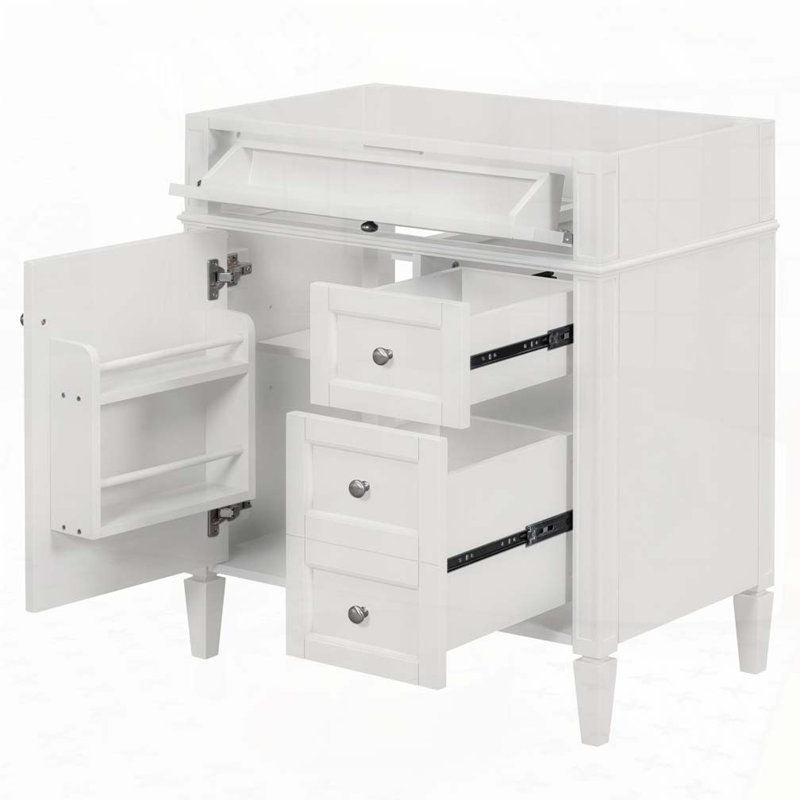 Meuble-lavabo de salle de bain 30 po sans lavabo supérieur, armoire de rangement moderne avec 2 tiroirs et un tiroir basculant