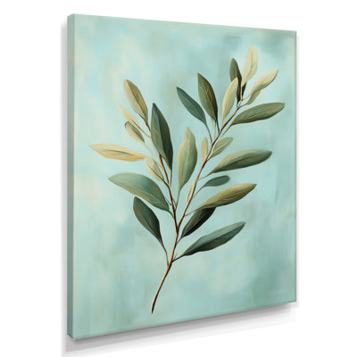Feuilles ensoleillées sur fond bleu - Impression sur toile botanique