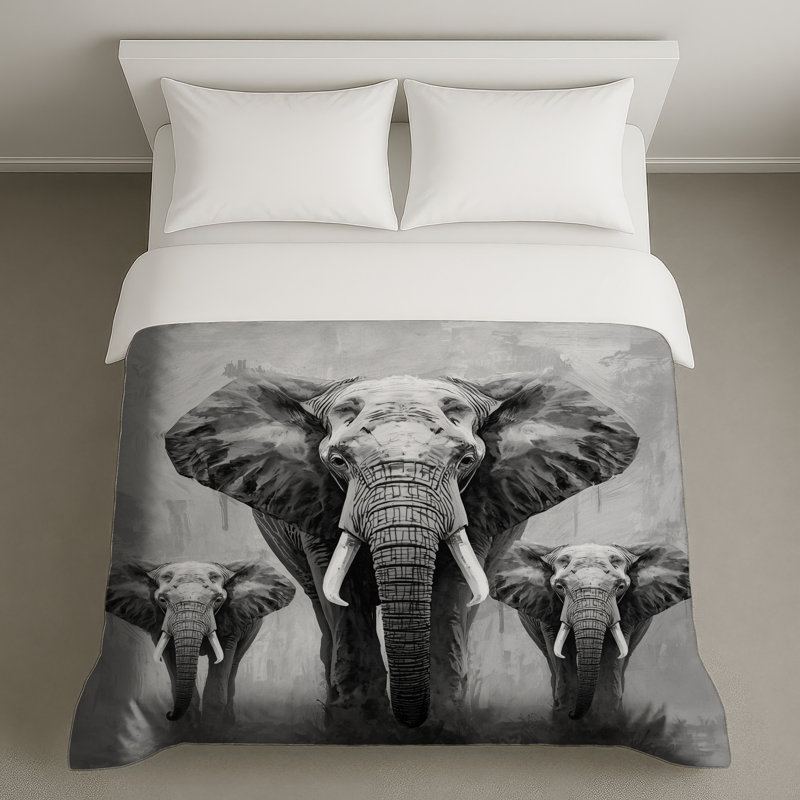 Housses de couette trois éléphants d'Afrique, Lit simple