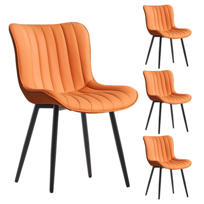 Heitger Faux Leather Upholstered Side Chairs Modern Wingback Dining Chairs with Metal Legs