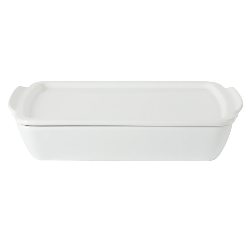 Plat de cuisson en grès blanc de 2,5 pintes avec poignées Gibson Home, 2,6 pte