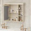 Armoire de rangement murale de 35 po x 28 po avec porte miroir et conception moderne avec 6 tablettes ouvertes pour une organisation et un attrait esthétiques améliorés-2095611119