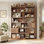 Bibliothèque moderne H 75,1 po - Rangement ouvert et fermé, en forme de L ou droit, pour le salon, la chambre à coucher, le bureau personnel, H 75,1 po x l 46,9 po x P 9,4 po