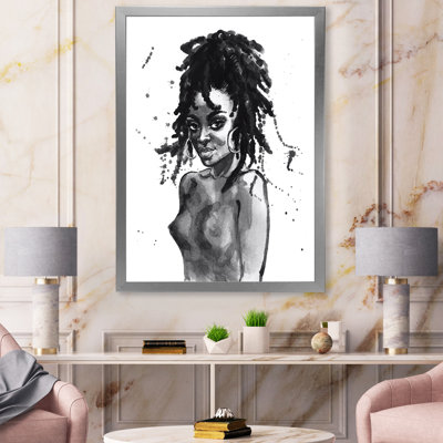 Portrait monochrome d'une femme afro-américaine V - peinture sur toile