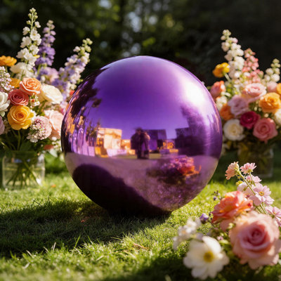 23.6" Inflatable Mirror Ball for Hanging & Standing, PVC Disco Balloon for Dance Floor & Event Decor – 1 Piece (Purple, Pump Not Included)
