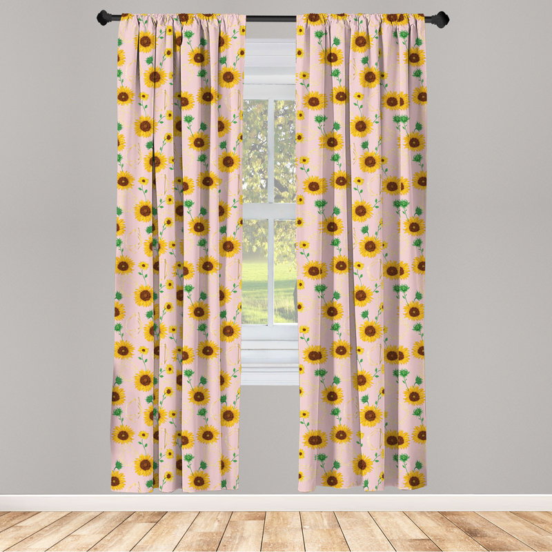 Floral Semi-Sheer Rod Pocket Curtain Panels, 28" x 63"