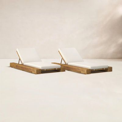 Donnie 39" Acacia Patio Chaise Lounge Set