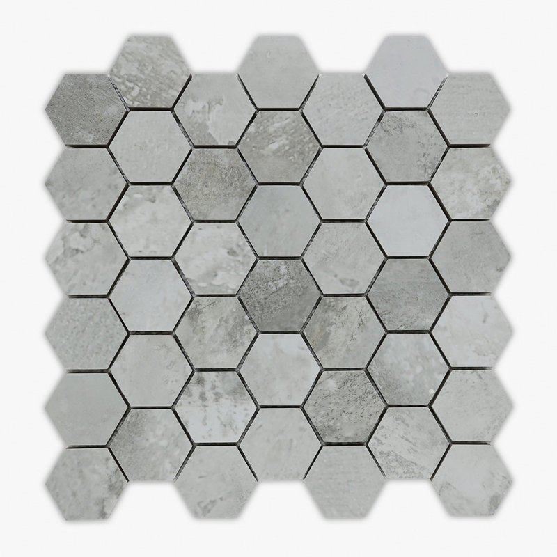 11.75" x 11.75" Porcelain Stone Look Wall & Floor Tile, Silver Diamond Glossy