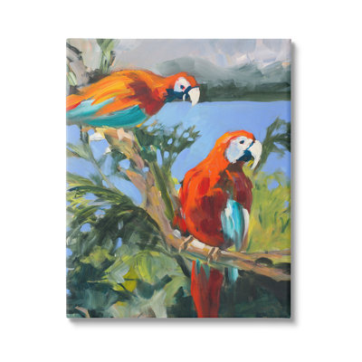 " Parrots At Bay Painting " by Jane Slivka Painting Print