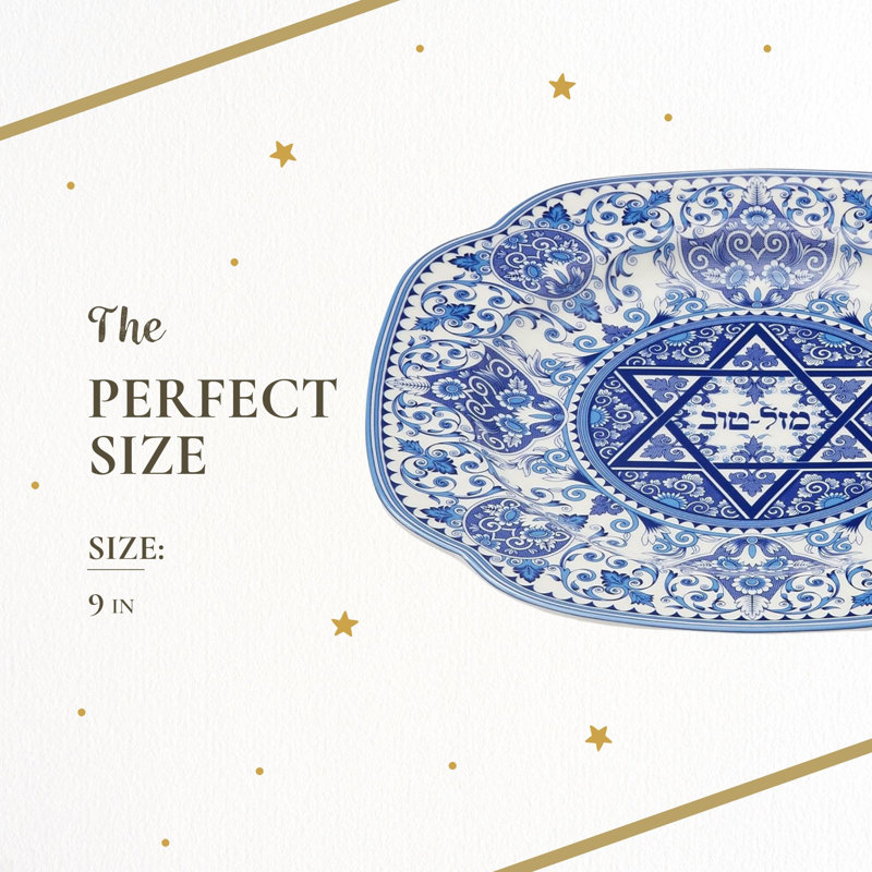 Spode – Judaica – Spode Judaica Mazal Tov Plate – Blue/White