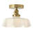 Modern 1-Light Polished Brass Flush Mount Ceiling Light with Glass Shade