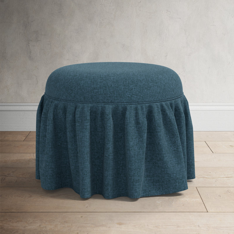 Jebb Upholstered Ottoman, Zuma Navy Textured Linen
