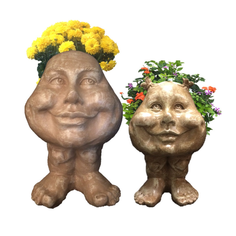 Ensemble de pots à fleurs 2 pièces Muggly's Daisy & Crying Brother, Délavé à la pierre
