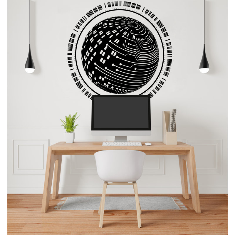 Autocollant de circuit imprimé, technologie vinyle, art mural, décor de circuit informatique, code binaire, science, autocollant mural, bureau 168LU