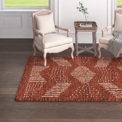 Ginnie Chevron Burnt Orange/White Area Rug