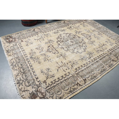 Beige Antique Rugs, Floor Rugs, 6.1x8.9 ft Large Rug, Oushak Rug, Vintage Rugs, Turkish Rugs