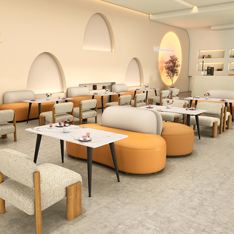 Causeuse Casheena, Similicuir beige / orange