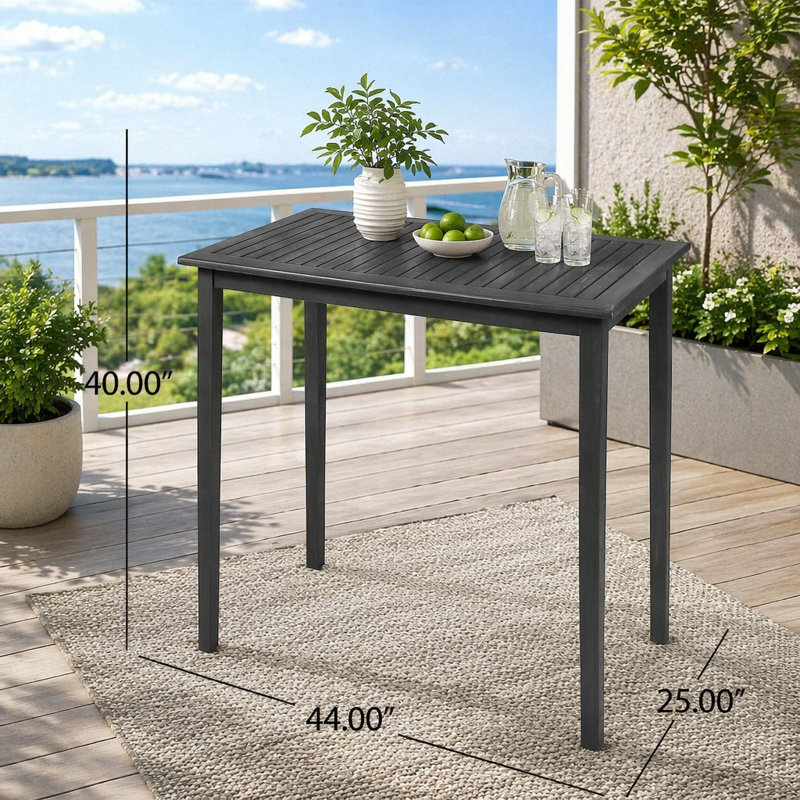Table de bar d'extérieur minimaliste en bois d'acacia, Dark Grey