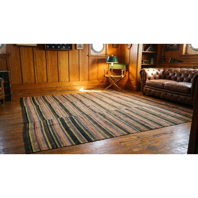 Antique American Rag Rug America Knotted