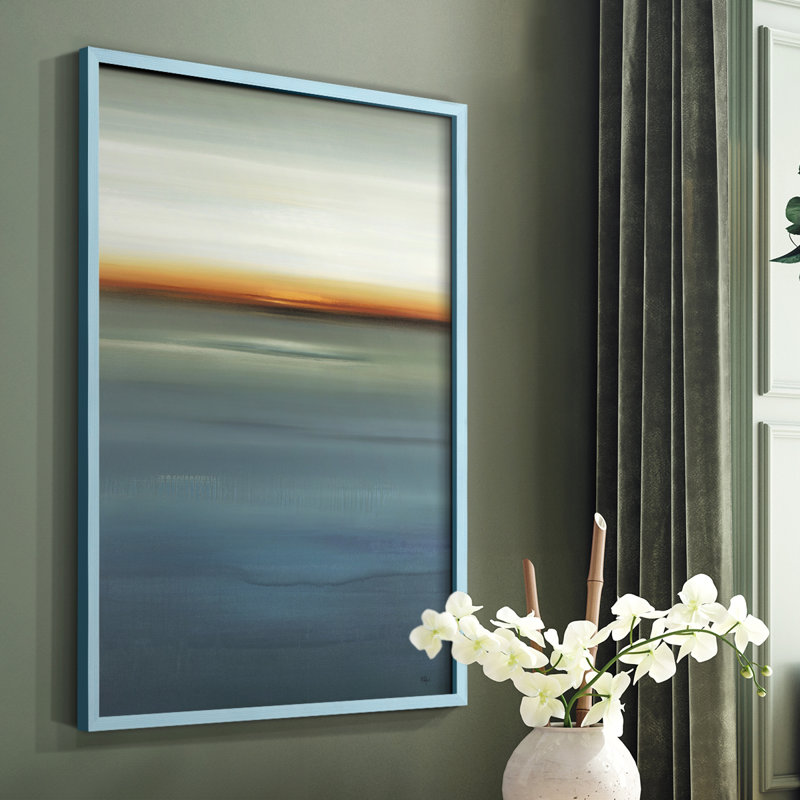 «Beside the Blue I», reproduction encadrée - bois massif, Noir, H 20 po x l 16 po