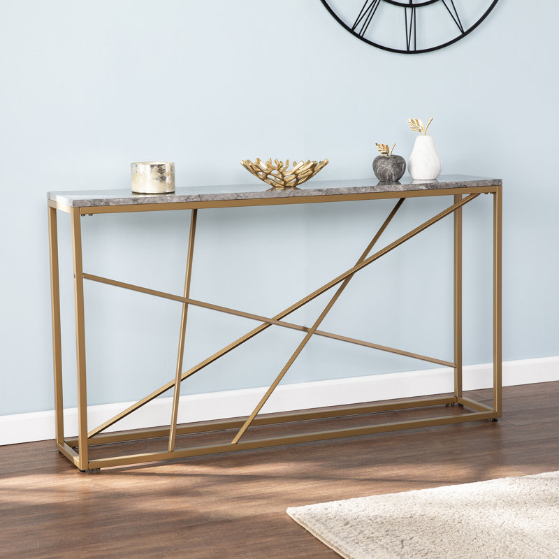 52'' Console Table, Gold/Grey