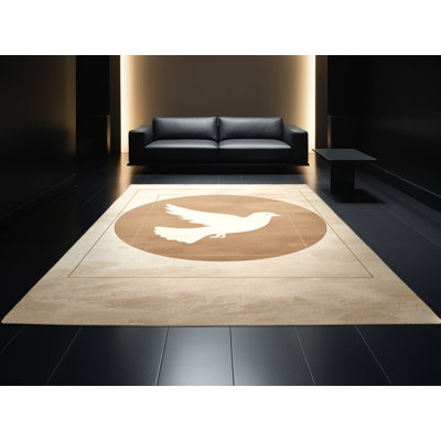 Tapis beige lavable à la machine Abaokoro