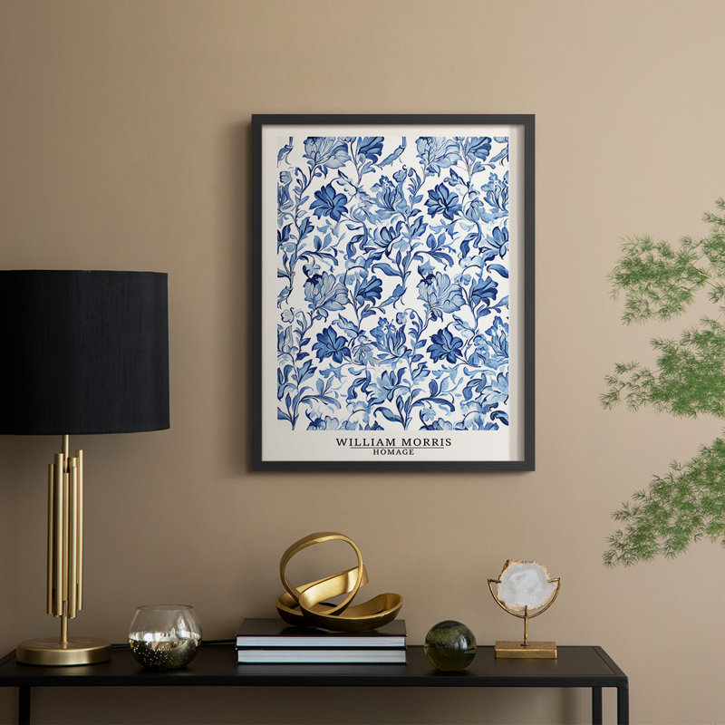 WM MORRIS Series DC Framed Print - Solid Wood, Black, 15" H x 12" W