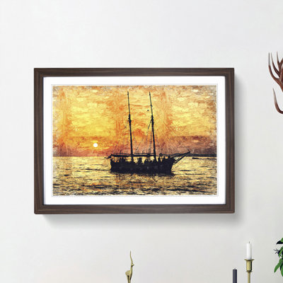 Ship at Sunset in Abstract - Picture Frame Painting Print