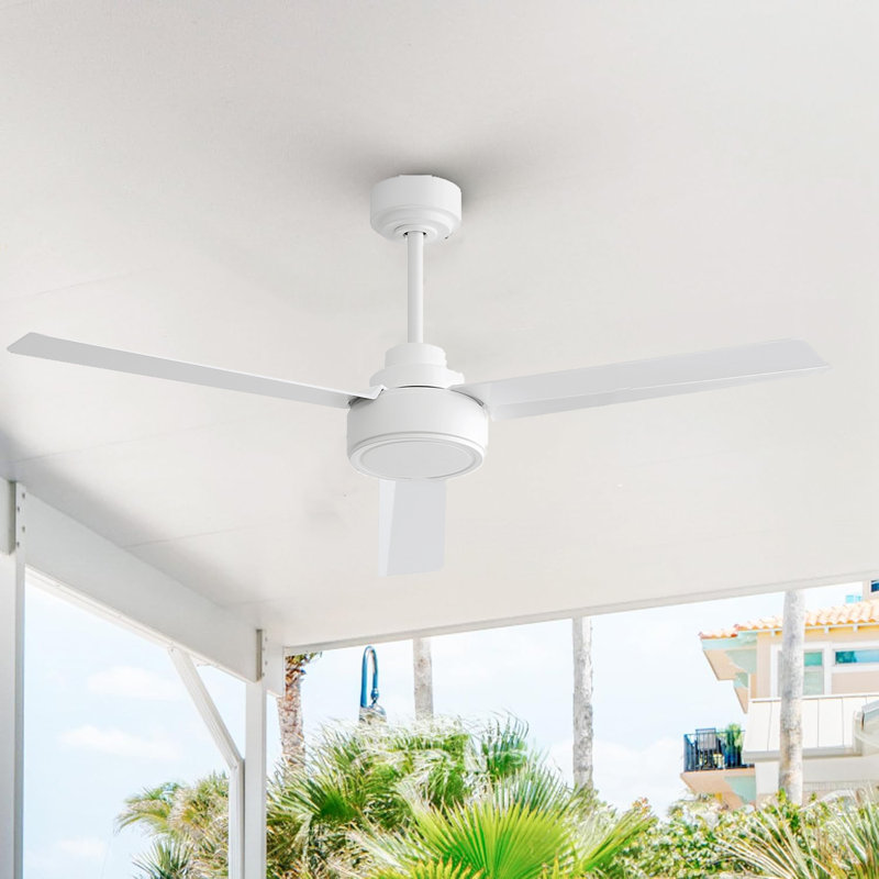 Ventilateur de plafond de 52 po sans lumière, 3 pales de ferme en ABS avec moteur à courant continu réversible à 6 vitesses pour l'extérieur / l'intérieur