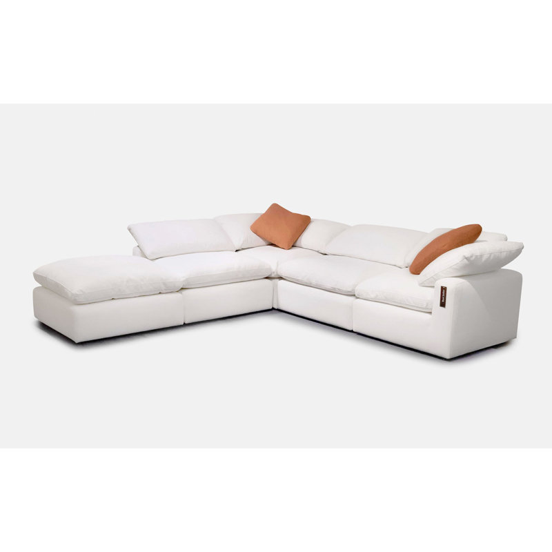 Canapé modulaire de 107 po en microfibre symétrique avec repose-pieds