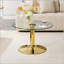 Table basse ronde en verre trempé - Base en métal doré-1361659944