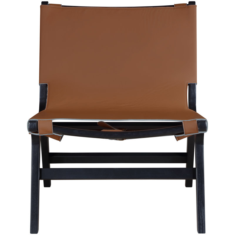 Fauteuil d'appoint en cuir Rawlins, Cuir cognac végétalien, Noir