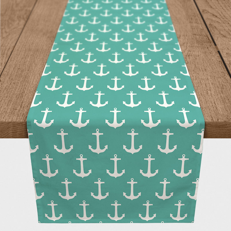 Mckay Geometric Table Runner, 72" L x 16" W, Teal, Mckay Geometric