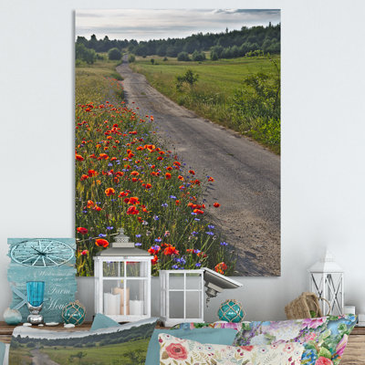 «Field of Red Poppies in Country», reproduction d'art sur toile encadrée