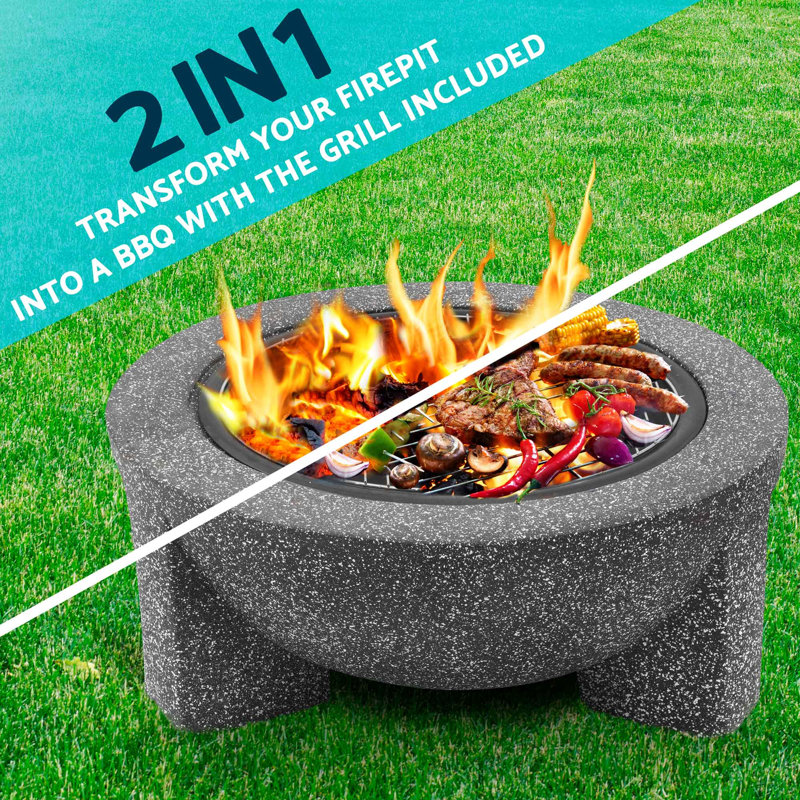 Andols Round Wood Burning Smokeless Fire Pit, Dark Grey 