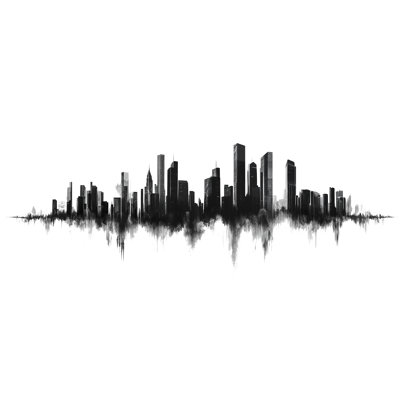 City Skyline Wall Decal, Black Cityscape Vinyl Sticker, Modern Office and Corporate Décor